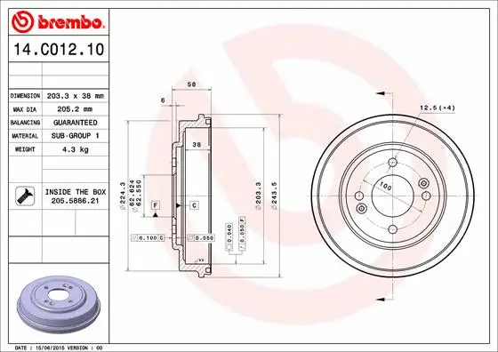 Тормозной барабан BREMBO 14.C012.10