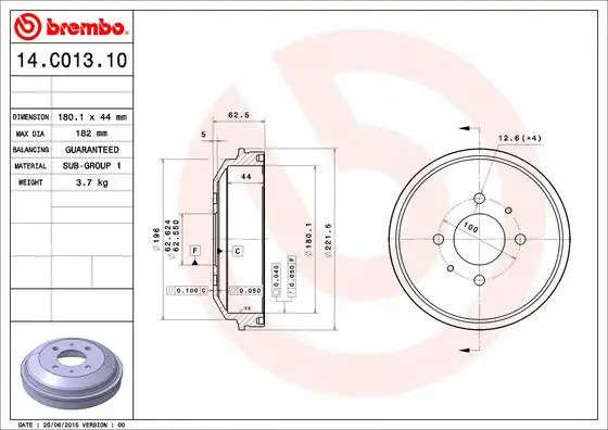 Тормозной барабан BREMBO 14.C013.10