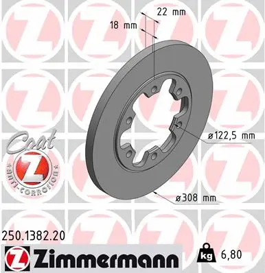 Тормозной диск ZIMMERMANN 250.1382.20 COAT Z