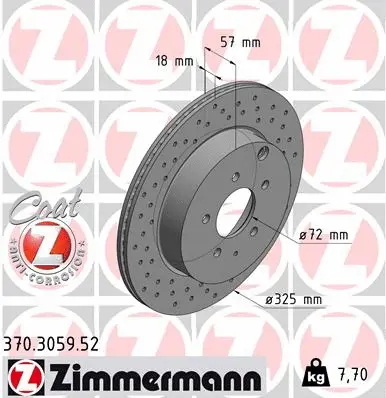 Тормозной диск ZIMMERMANN 370.3059.52 SPORT BRAKE DISC COAT Z