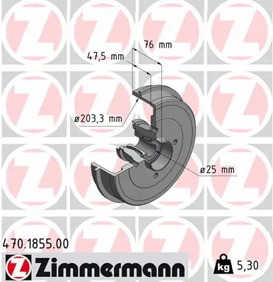 Тормозной барабан ZIMMERMANN 470.1855.00