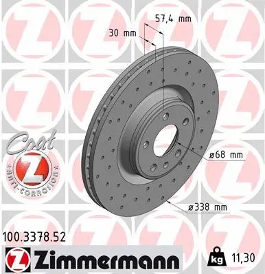 Тормозной диск ZIMMERMANN 100.3378.52 SPORT BRAKE DISC COAT Z