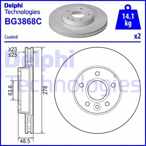 Гальмівний диск DELPHI BG3868-C - Фото 1