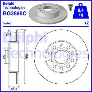 Тормозной диск DELPHI BG3890-C - Фото 1