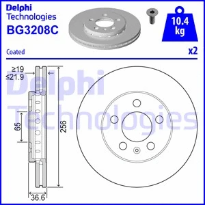 Тормозной диск DELPHI BG3208-C - Фото 1